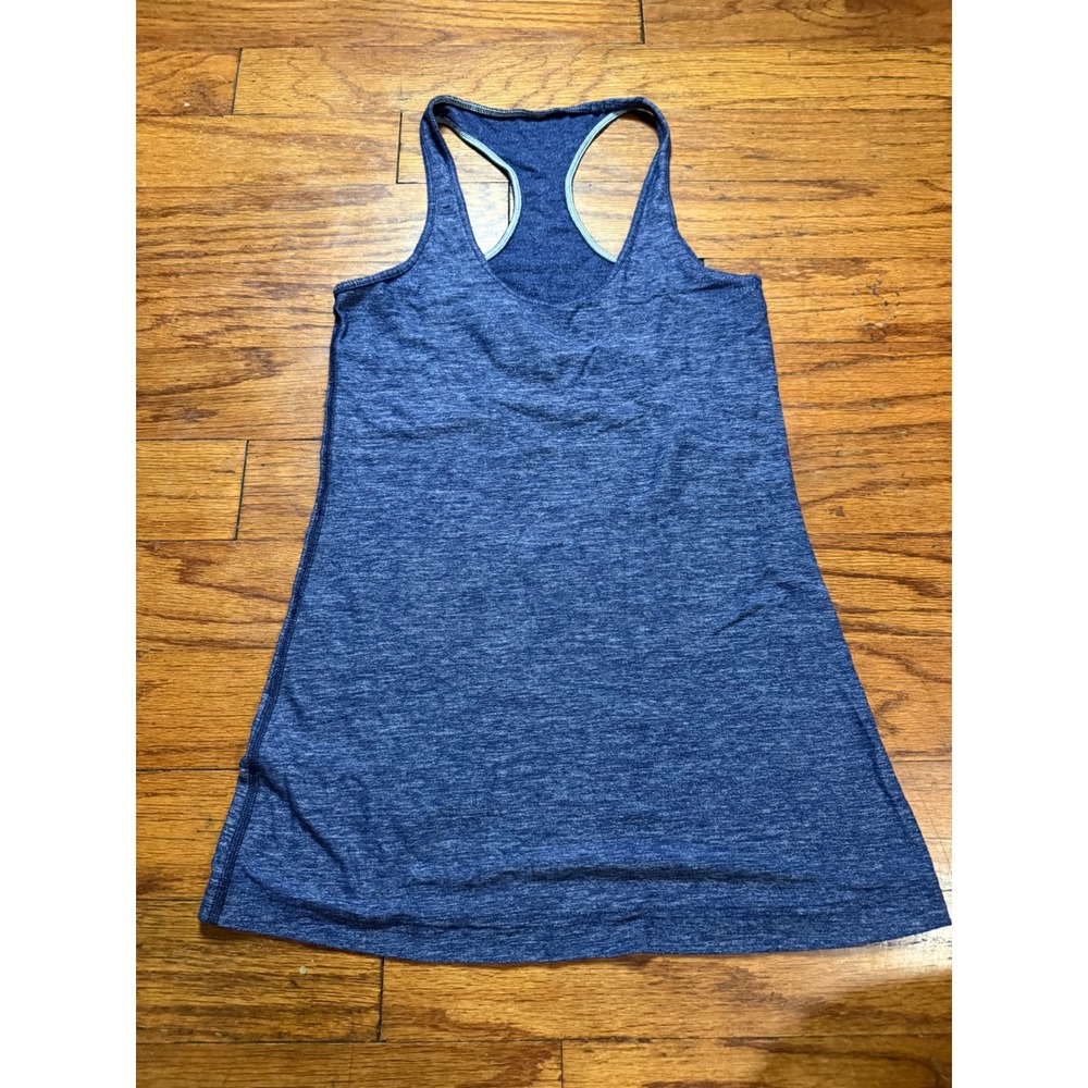 Lululemon Cool Racerback Tank Top Blue Heathered Space Dye Yoga Gym Womens